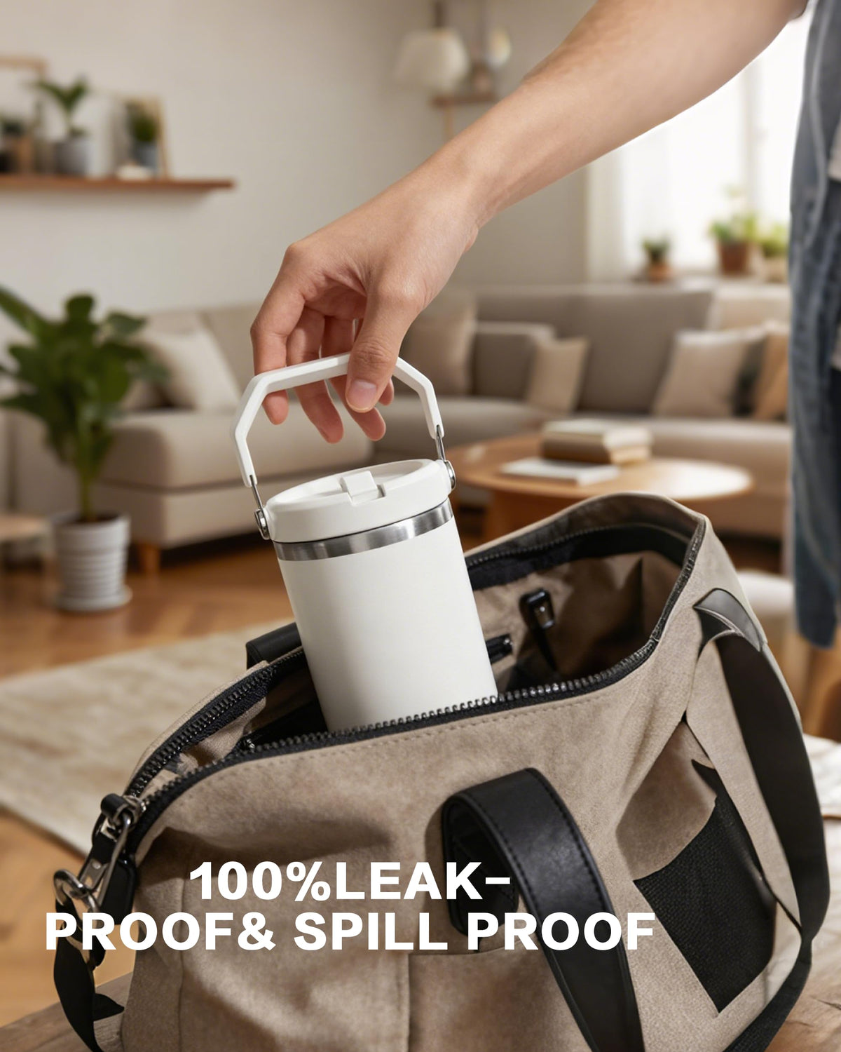 30oz Sublimation Blank Tumbler with Handle and Flip Straw K5403