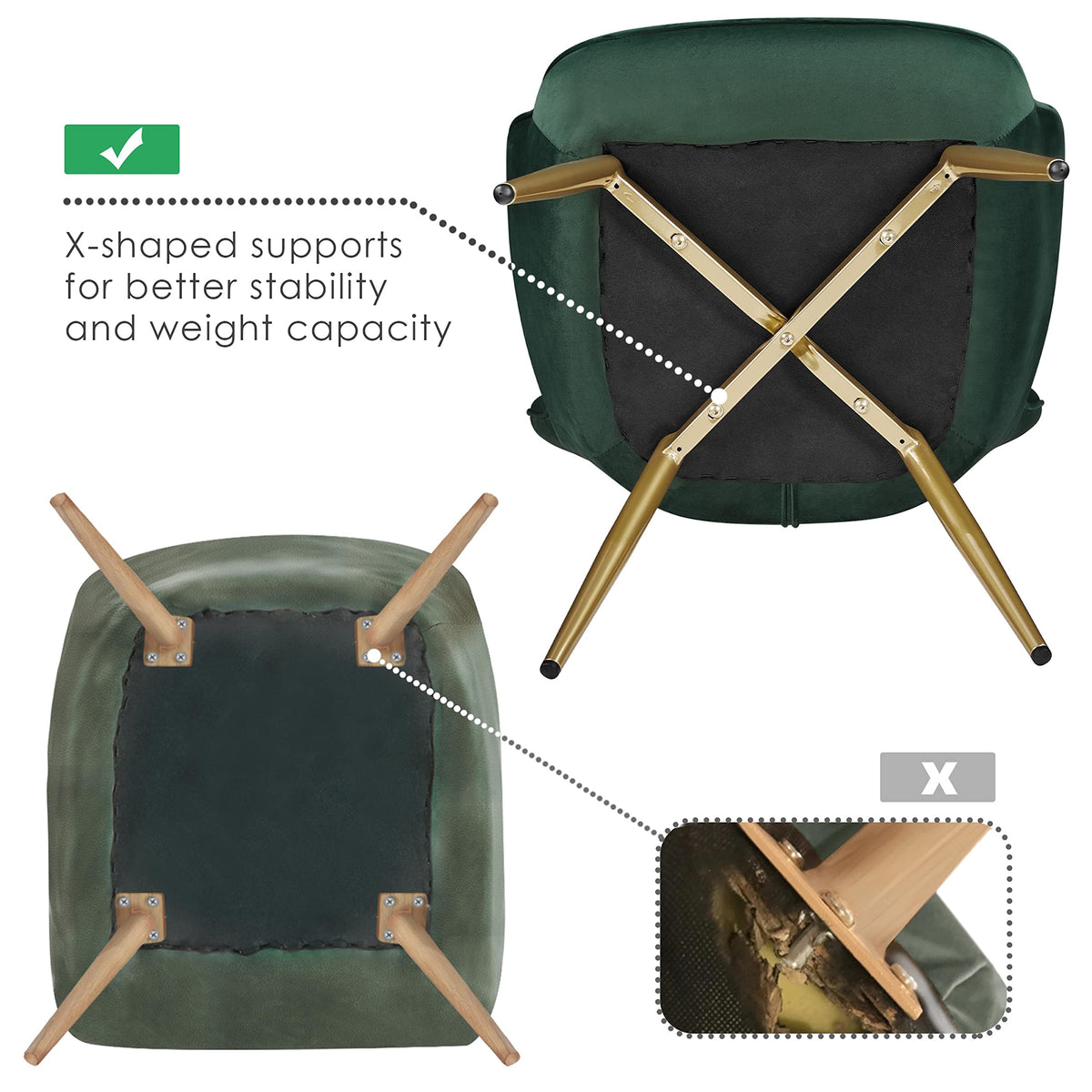 Green Upholstered Accent Chairs Set of 2 E9300