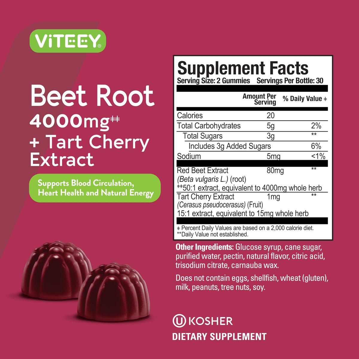 Beet Root Gummies 4000mg & Tart Cherry I11279