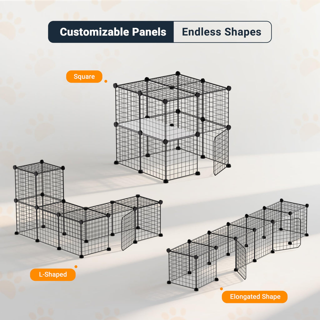 Foldable Black Wire Metal Cat Playpen M932710
