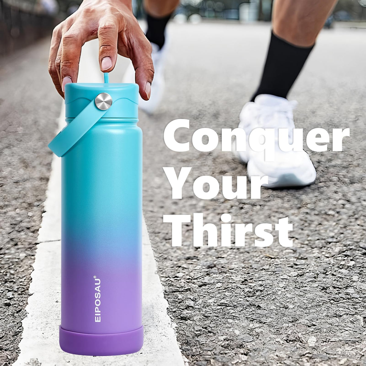 Insulated Water Bottle with Lid & Boot & Stickers, 24 oz H869