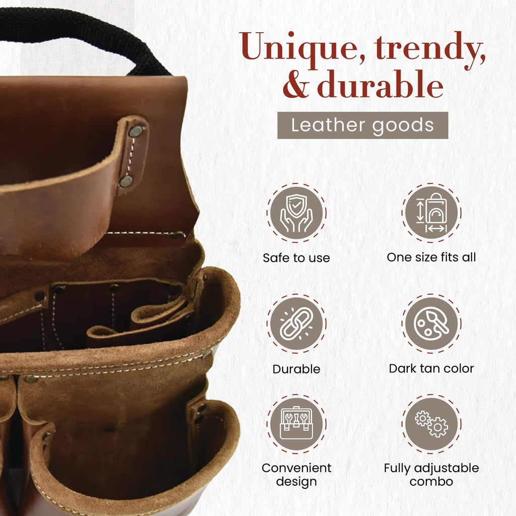 Leather 4 Piece Tool Belt Set with 17 Pockets G427388
