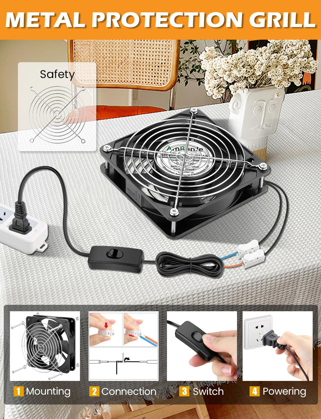 120mm x 25mm AC Ball Bearing Computer Fan Y7988