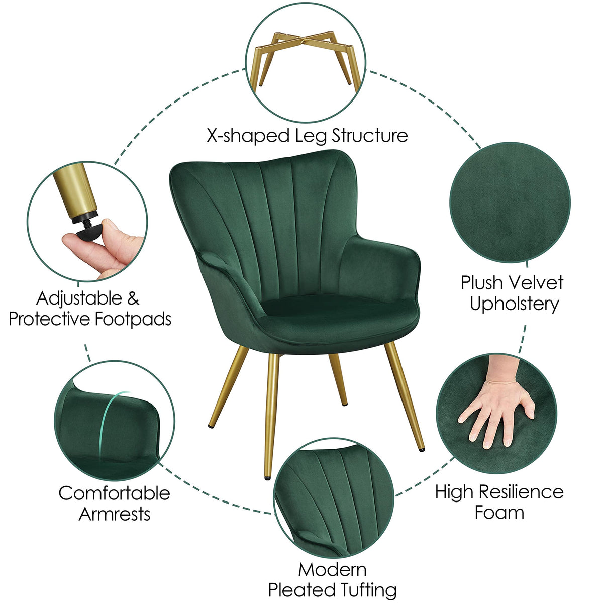 Green Upholstered Accent Chairs Set of 2 E9300