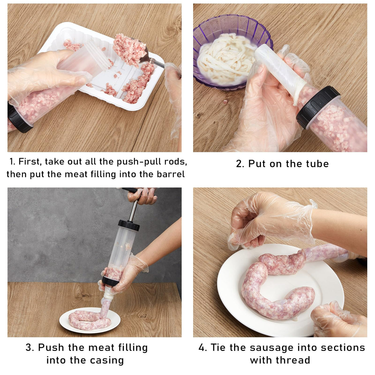 2 Pack Manual Sausage Stuffer Kit with 6 Stuffing Tubes K12974