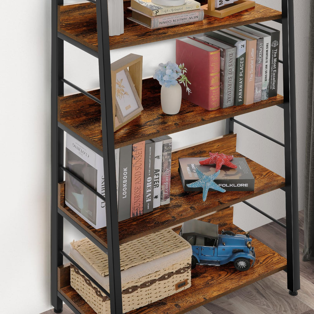 5 Tier Wood Metal Ladder Shelf Bookcase Z26374