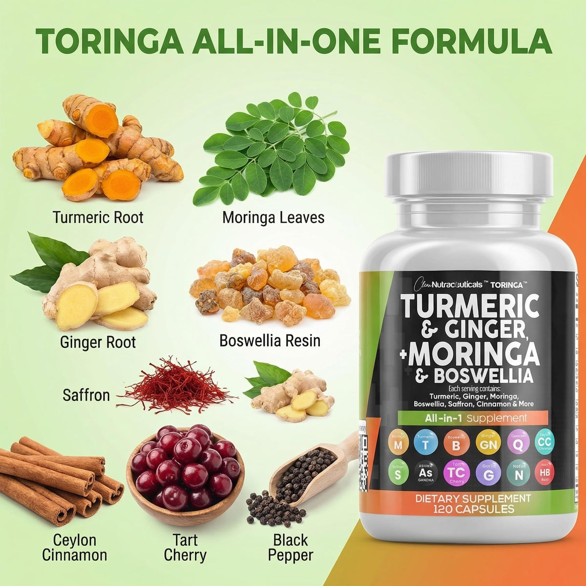 Turmeric Moringa Ginger Boswellia Saffron Supplement B2446
