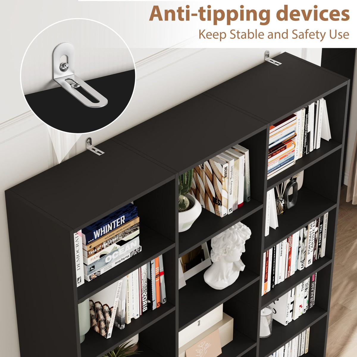 Triple Wide Bookshelf with 17 Display Shelves X671