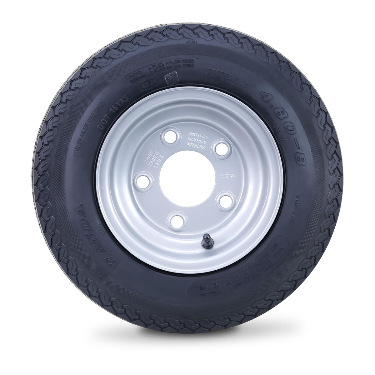 Trailer Tire Wheel 4.80-8 6-Ply 5 Lugs 4.5 Silver Rim Pk2 S56792