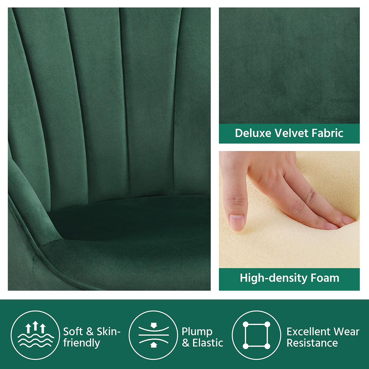 Green Upholstered Accent Chairs Set of 2 E9300
