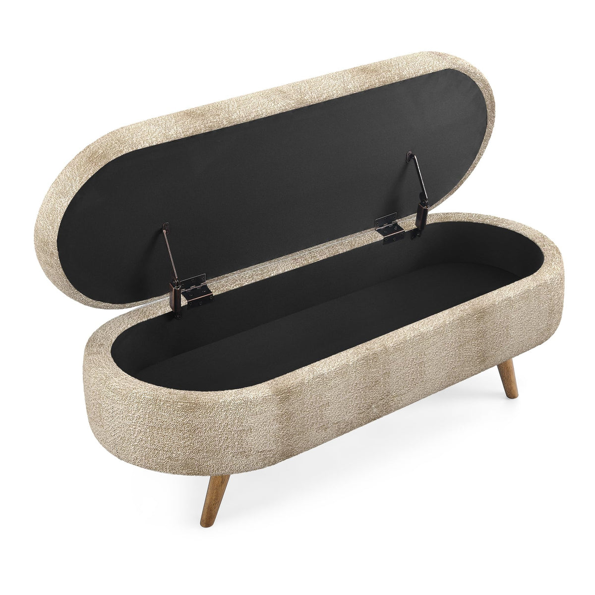 Oval Storage Bench with Rubber Wood Legs Gray U636