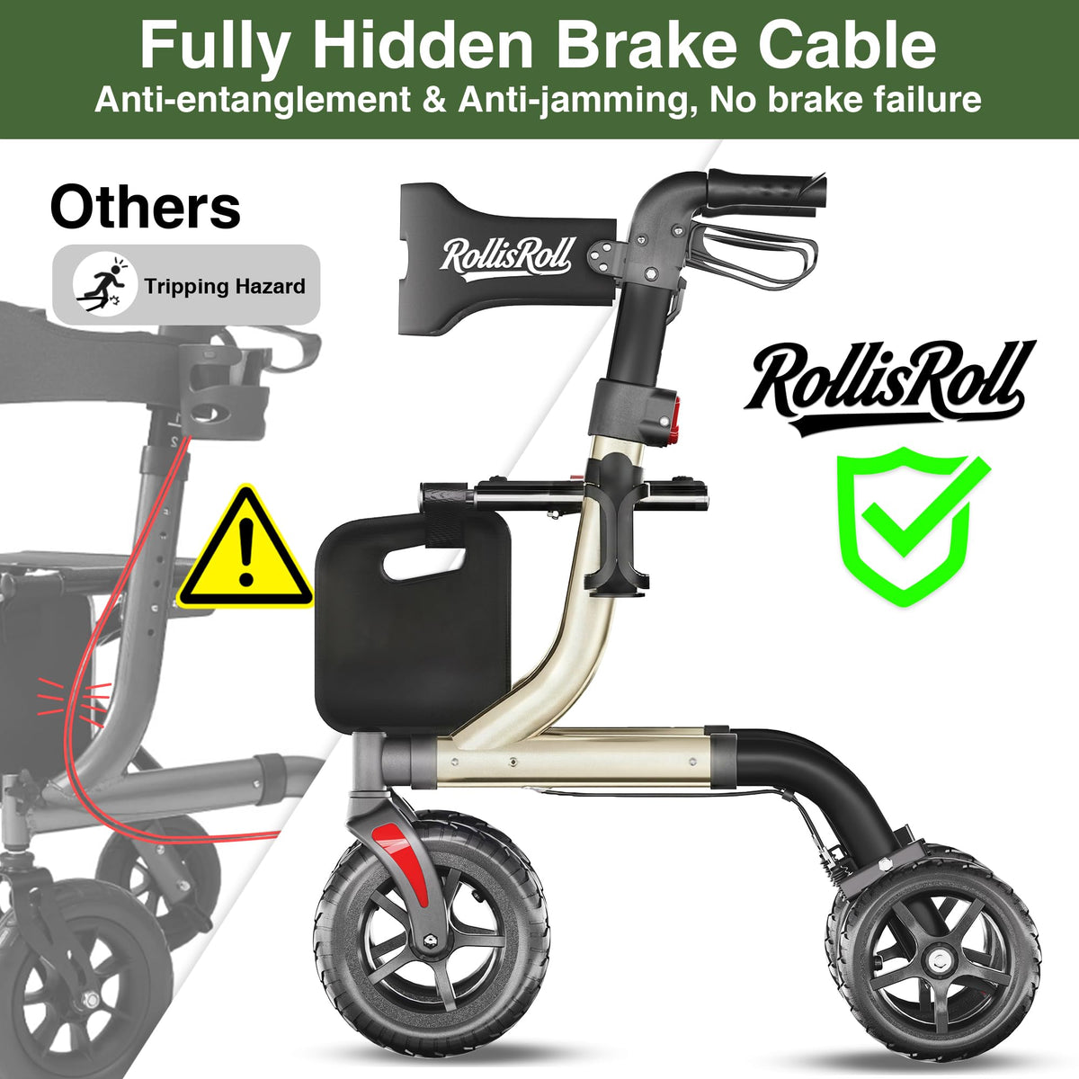 Foldable Aluminum Rollator Walker with Seat and 10" Wheels X399