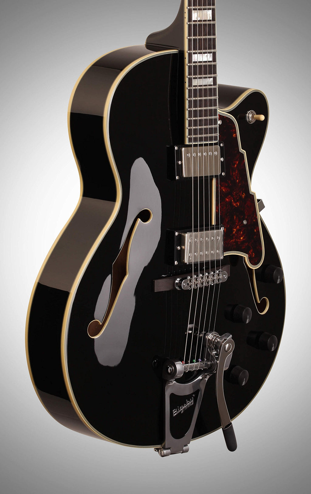 Black Archtop Hollowbody Electric Guitar E24309