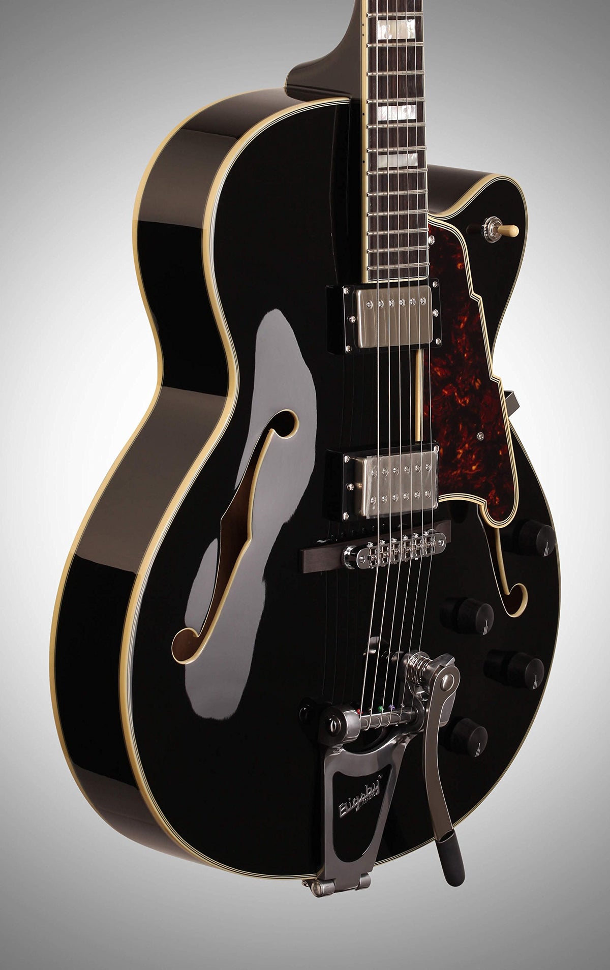 Black Archtop Hollowbody Electric Guitar E24309