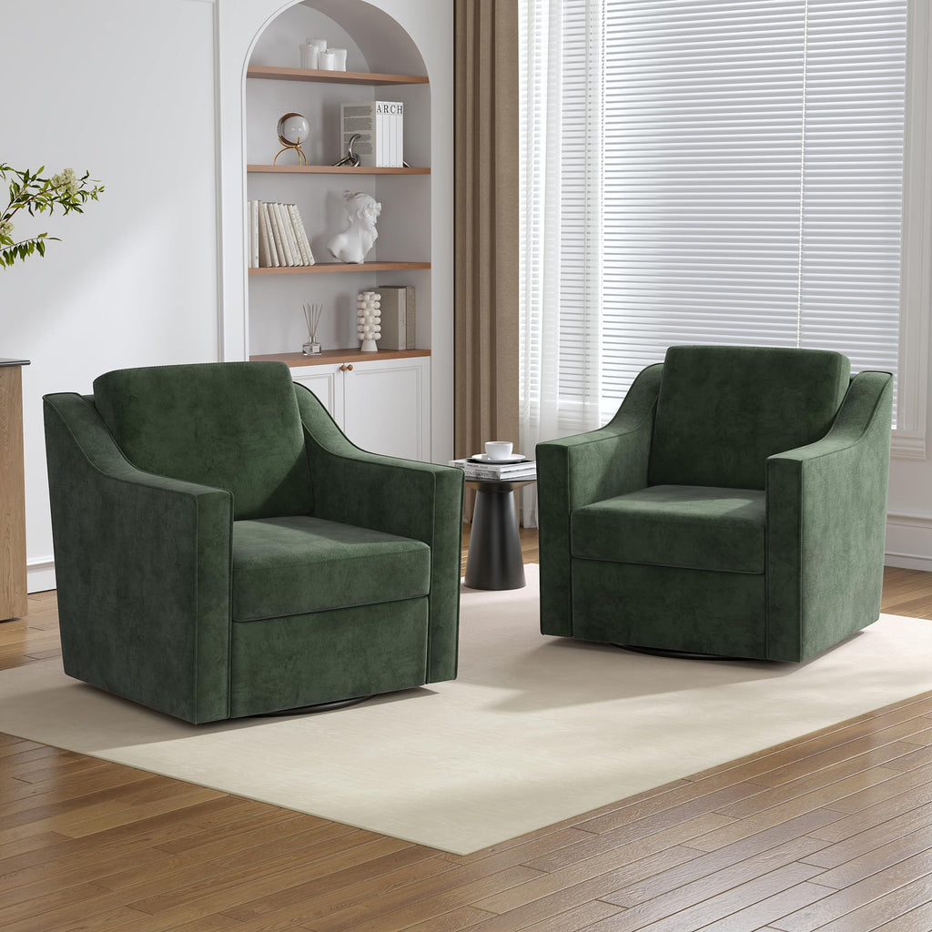 Green Swivel Accent Chairs Set of 2 F2328