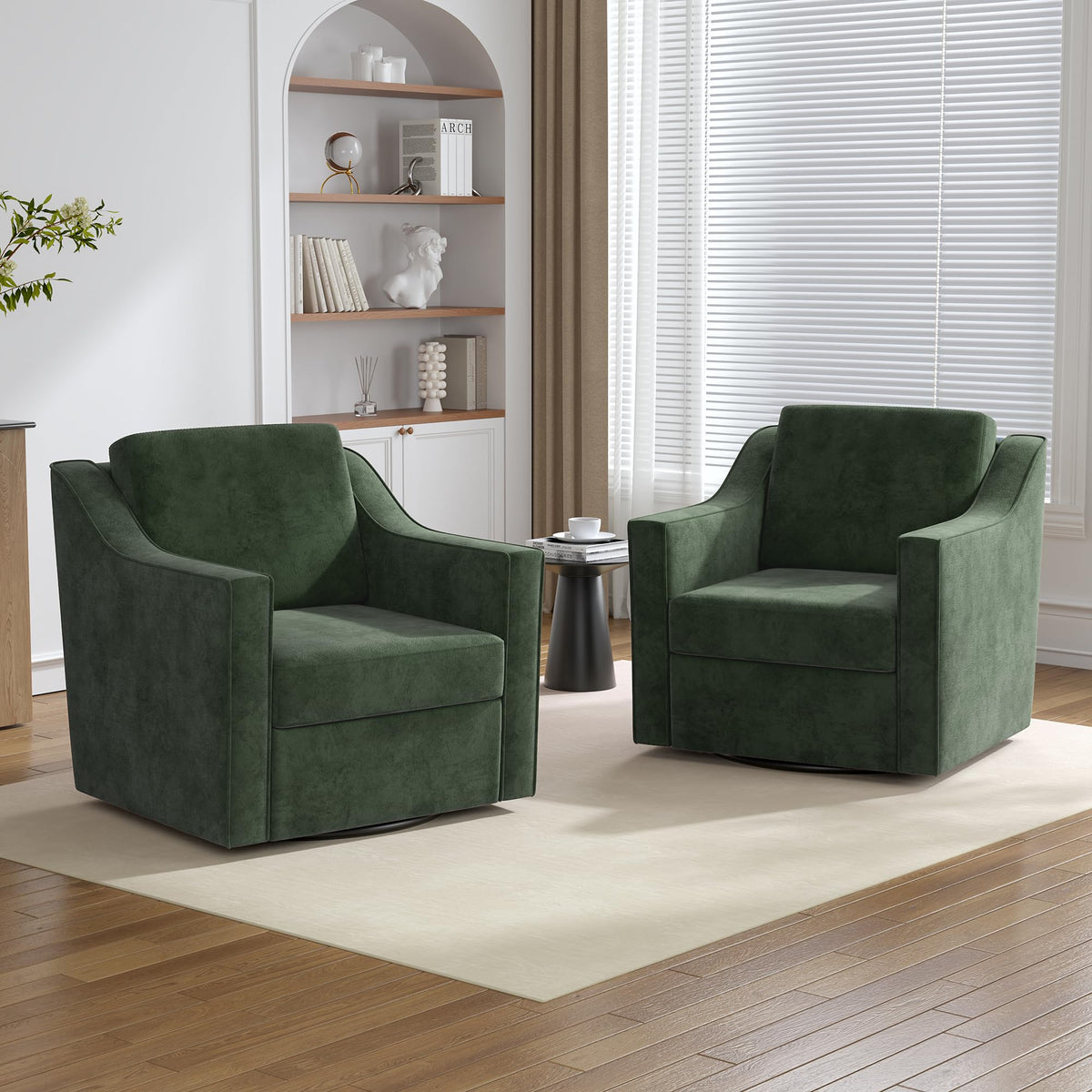 Green Swivel Accent Chairs Set of 2 F2328