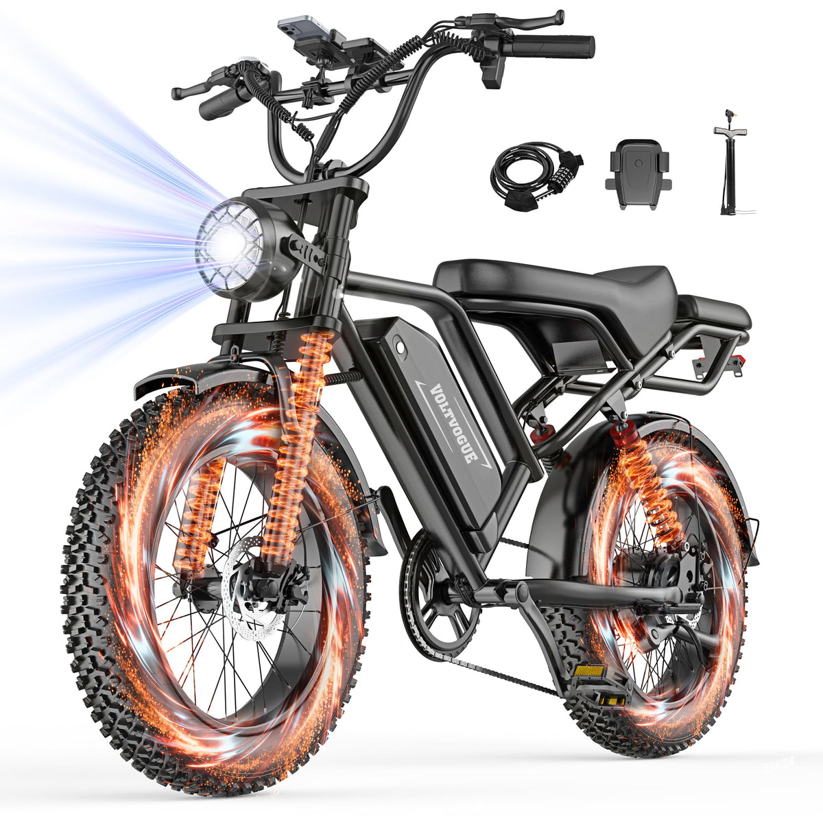 Full Suspension 1500w Motor 31MPH 40-70 Miles 48V 960Wh Removable Battery 20-Inch Fat Tires Electric ebike Q4605