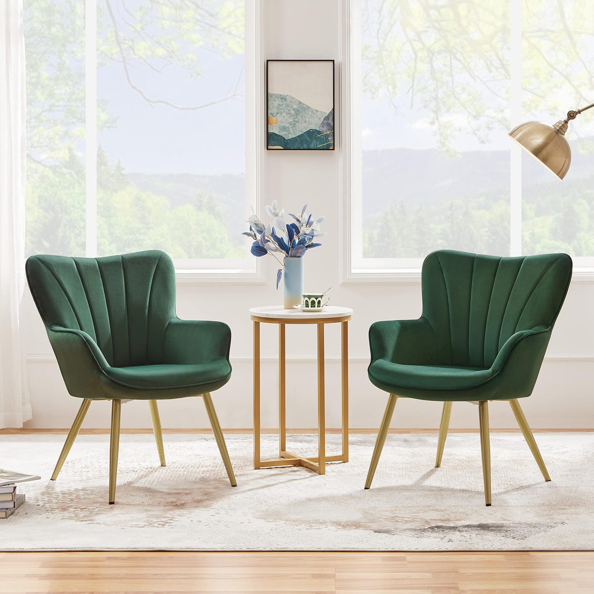 Green Upholstered Accent Chairs Set of 2 E9300