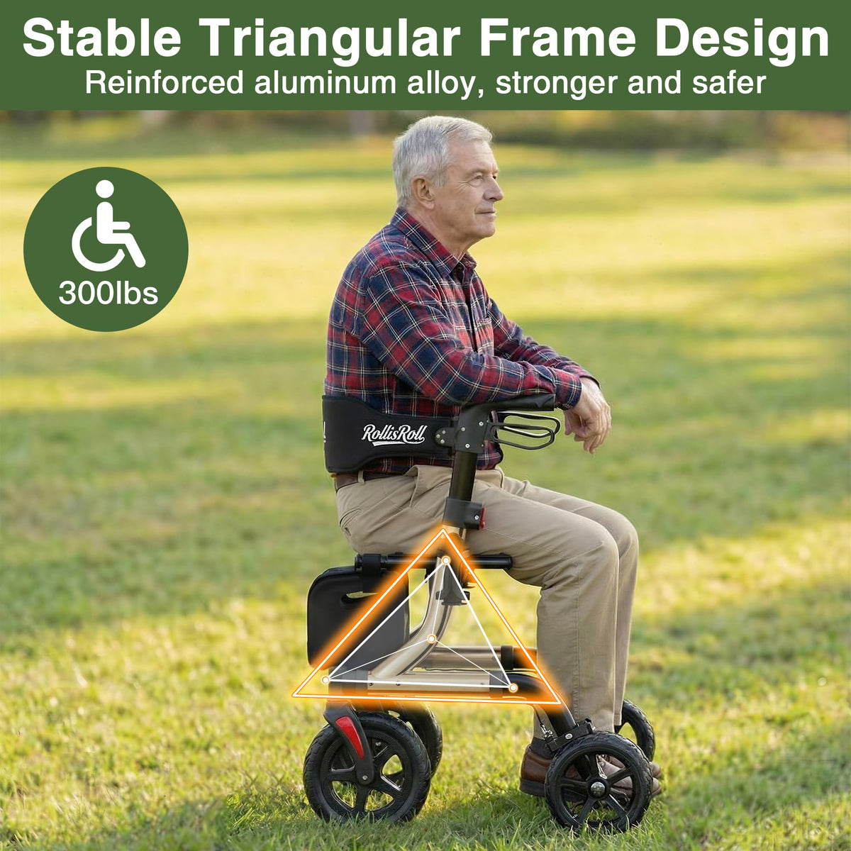 Foldable Aluminum Rollator Walker with Seat and 10" Wheels X399