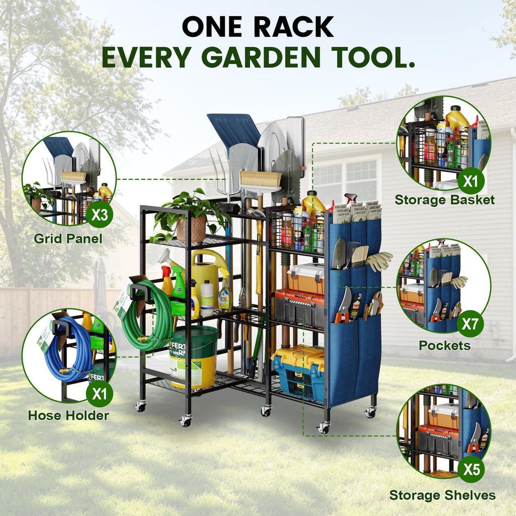 3-Sided Garden Tool Organizer with Wheels P5257