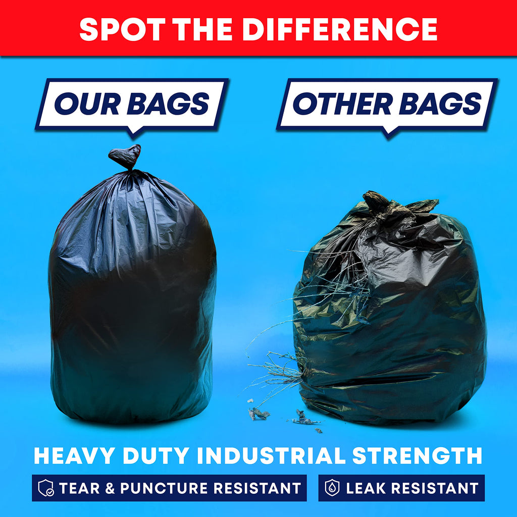 95-96 Gallon Black Heavy Duty Trash Bags with Ties U519932