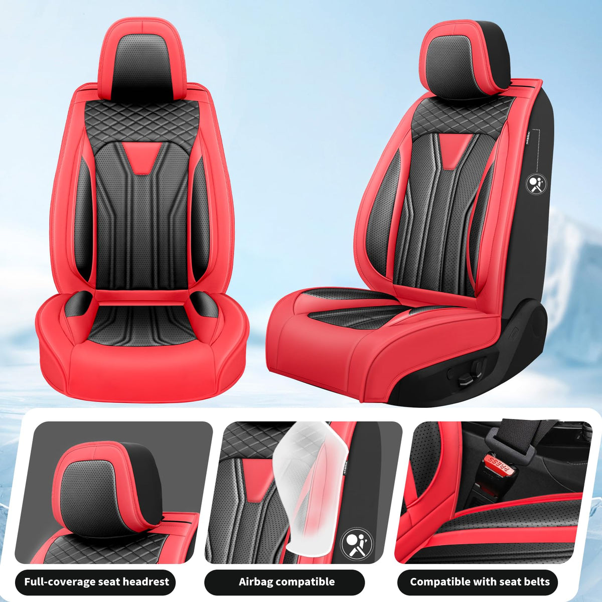 Red & Black Car Seat Covers J885107