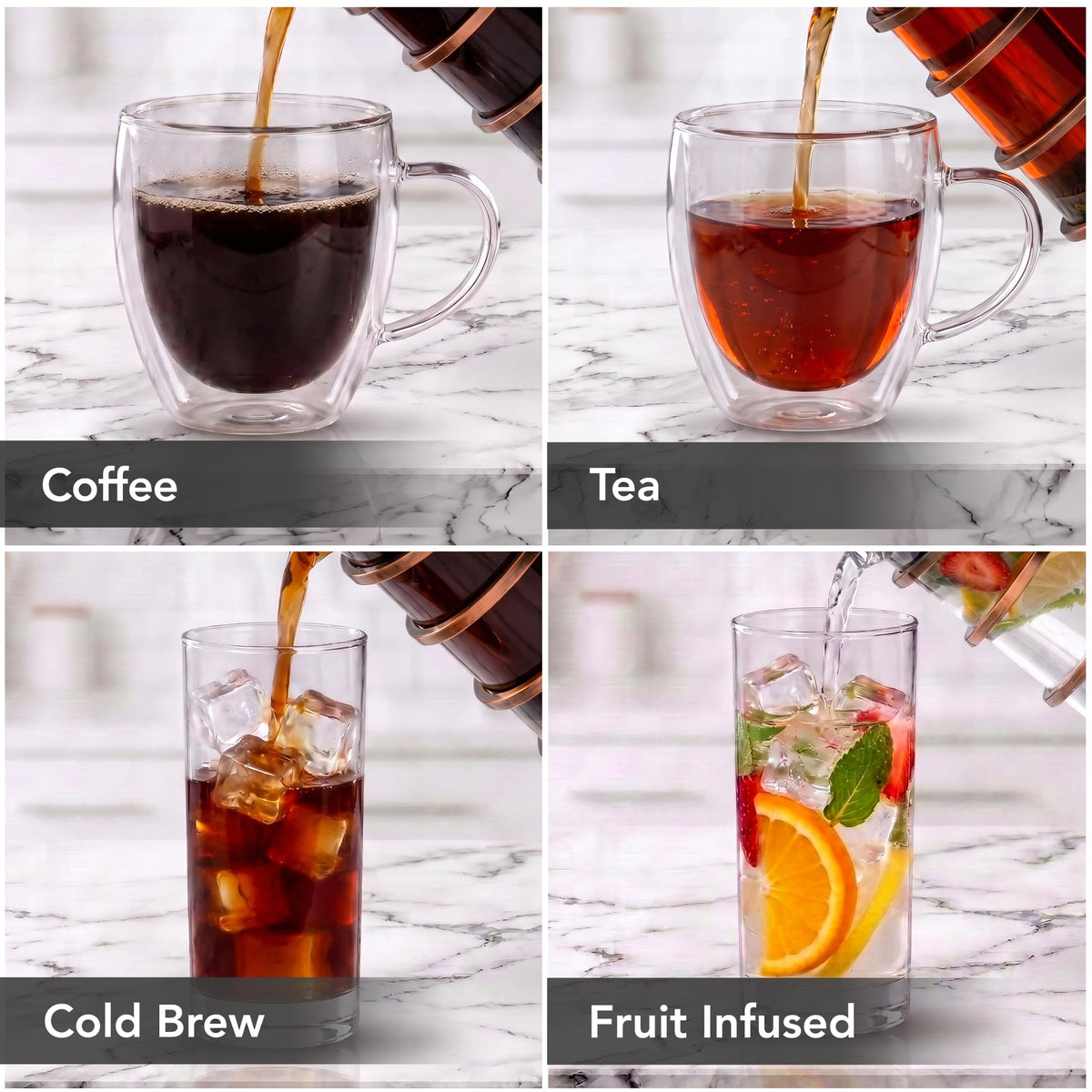 French Press Coffee Maker 27oz with 4 Filters I499