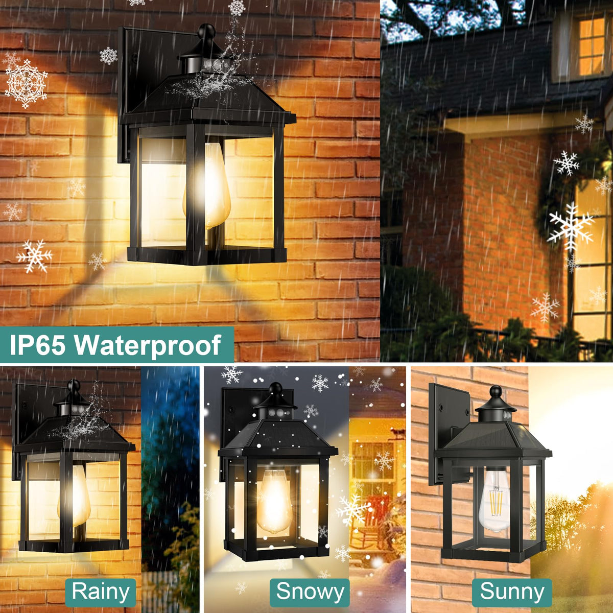 Solar Porch Lights Outdoor Dusk to Dawn with Motion Sensor V22343