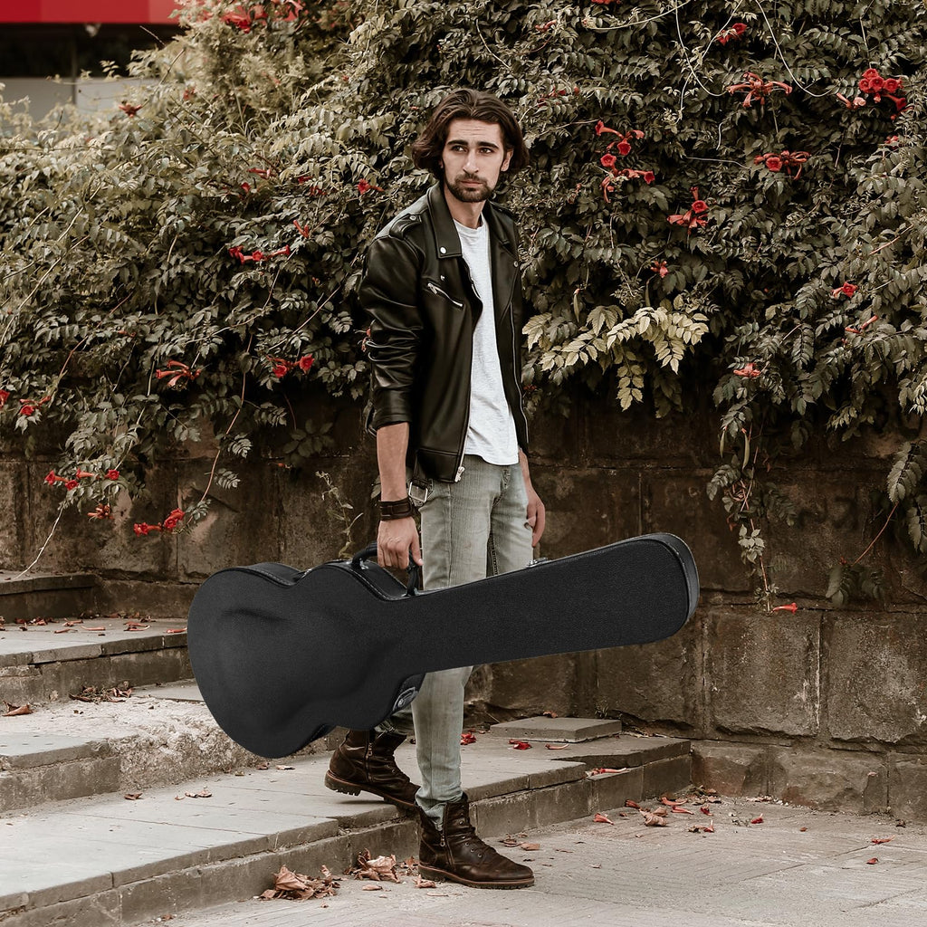 42-Inch Hard Electric Guitar Case with Lock Latch, Black S21956