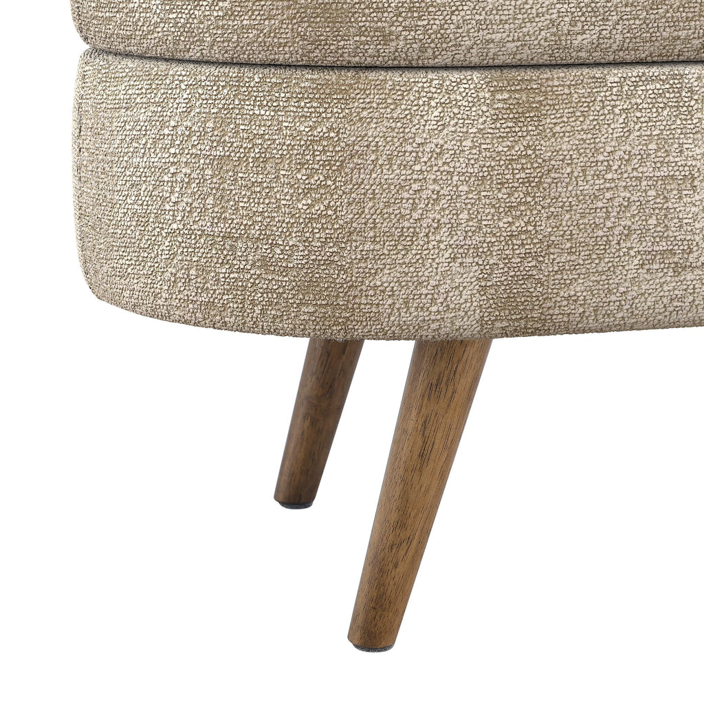 Oval Storage Bench with Rubber Wood Legs Gray U636