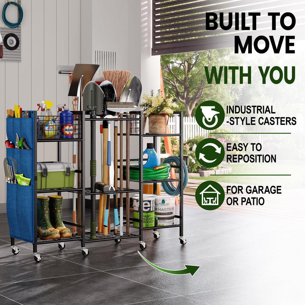 3-Sided Garden Tool Organizer with Wheels P5257