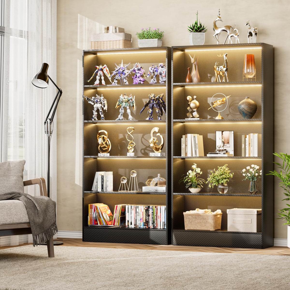 Black 5-Tier Wooden Bookshelf Q32981