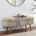 Oval Storage Bench with Rubber Wood Legs Gray U636