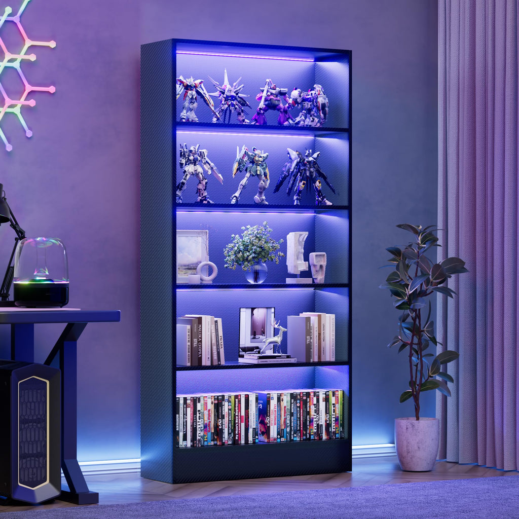 Black 5-Tier Wooden Bookshelf Q32981